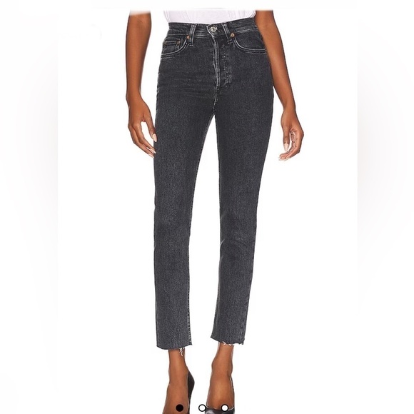 RE/DONE 90’s originals ultra high waisted skinny distressed black jeans size 26 - Picture 1 of 15